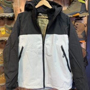 dama4 Casaca impermeable unisex 2 en 1 con polar desmontable blanco con negro